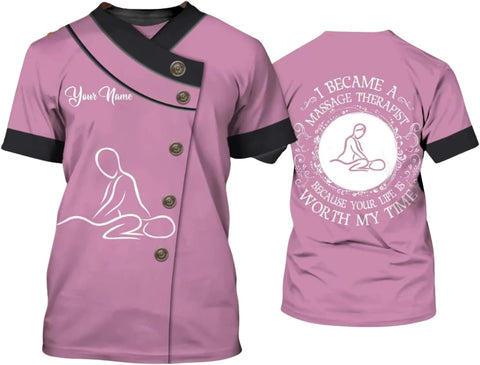 MAPrints Personalized Massage Therapist T Shirt 3D All Printing, Massage Shirt, Massage Therapist Shirts for Women S-5XL