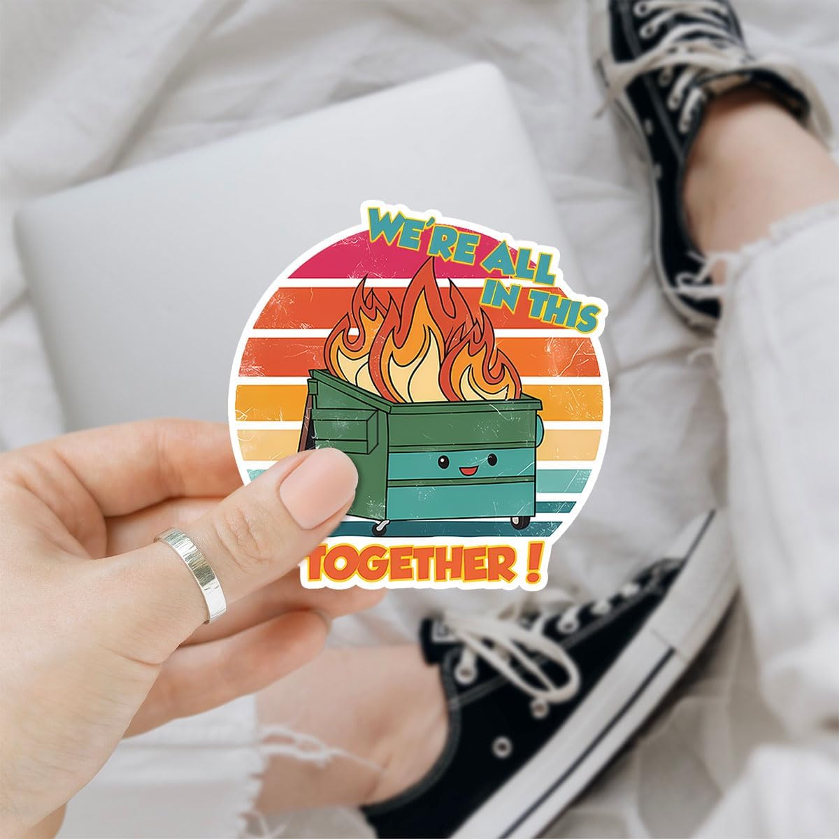 3Pcs We're All in This Together Sticker, Dumpster Fire Sticker, Everything is Fine Stickers, Garbage Fire Trash Waterproof Vinyl Decal - Stickers for Laptop Water Bottle Phone Car Window Helmet 3"