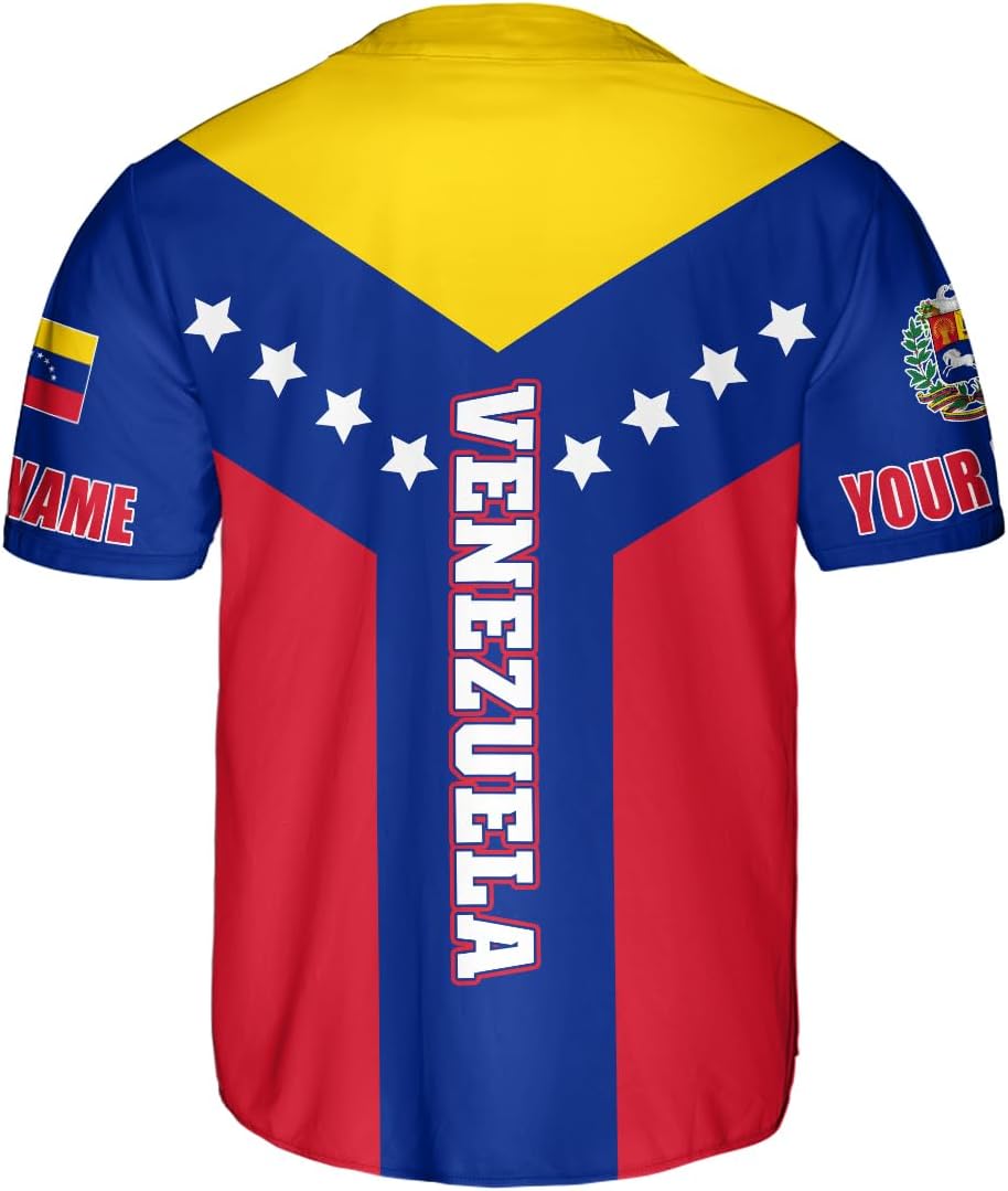 Custom Venezuela Jerseys for Men Venezuela Flag T-Shirt Venezuela Coat of Arms Shirt Venezuelan Pride Venezuela Flag Jerseys