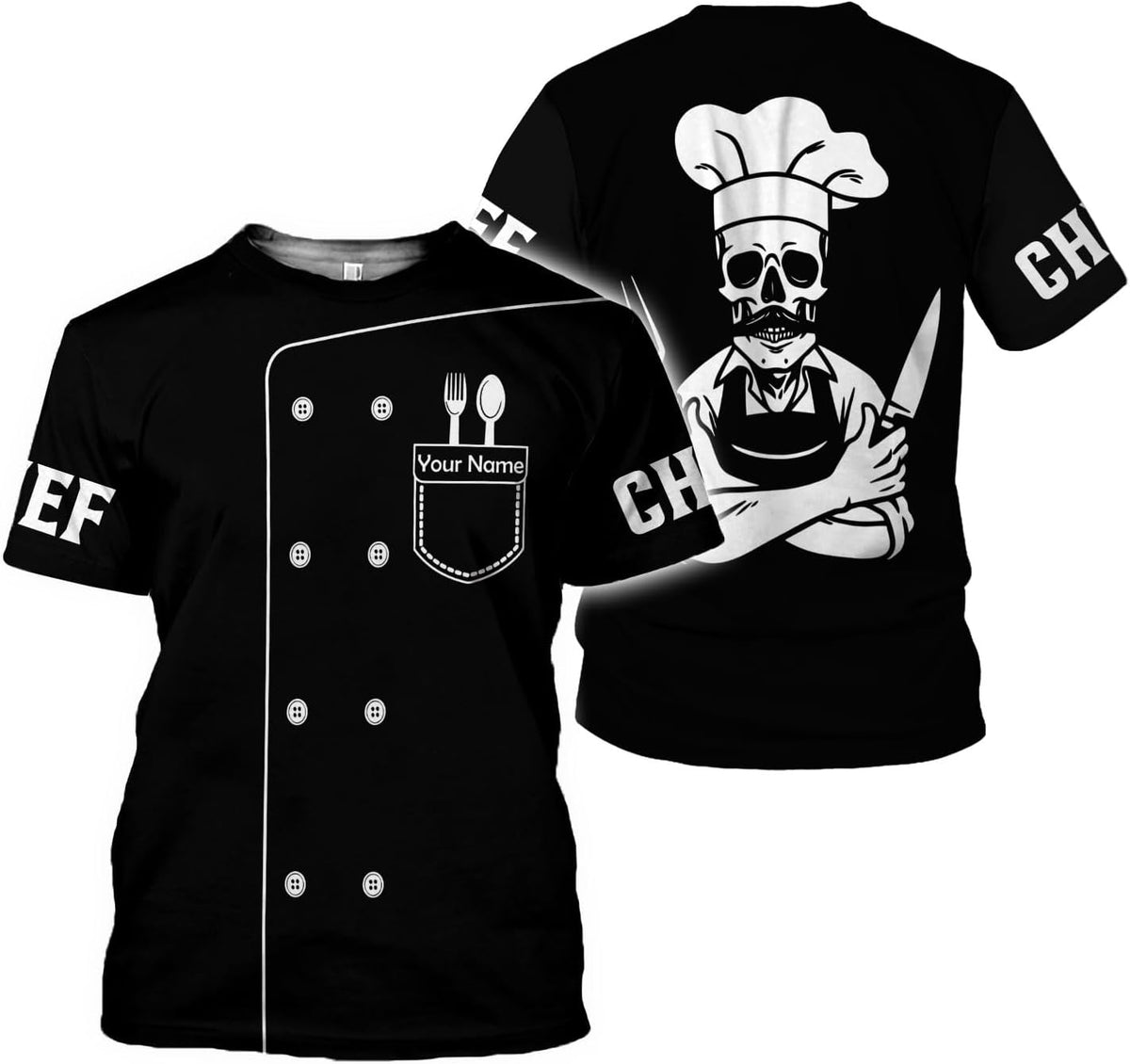 MoonArt Personalized Chef Shirt, 3D Chef Shirt Gifts Lover Men Women, Tshirt Chef Cook Knife, Master Chef Gifts