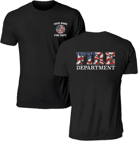 Pesonalized Red Line Fire Fighter T-Shirt, Fire Fighter T Shirt, Fire Department Shirts for Men, Fire Rescue Shirt