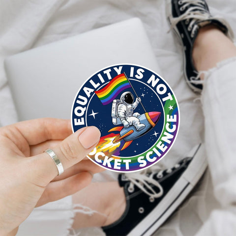 3Pcs Equality is Not Rocket Science Sticker LGBTQ Gay Lesbian Trans Bisexual Rainbow Flag Gift Stickers Pride Month Astronaut LGBT Equality Decal for Laptop Bottle Phone Car Hard Hat Helmet 3"x3"