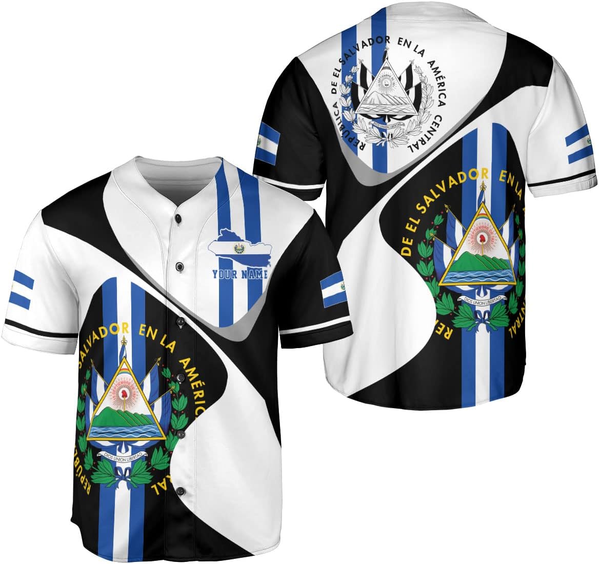 Leeprints Personalized Name El Salvador Baseball Jersey Shirt El Salvador Flag Shirt Salvadorans Pride El Salvadoreña