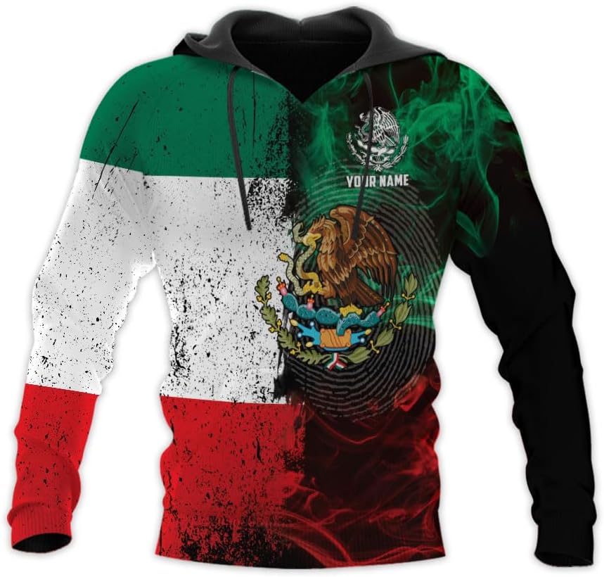 HomeDesign Custom Mexico Shirts Personalized Name Mexican 3D Flag Shirt for Men Women Aztec Unisex US Eagle Pride Camisas