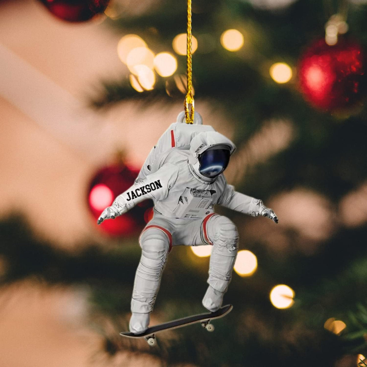 Personalized Astronaut Kids Christmas Ornament Custom Name Astronaut Christmas Tree Wood Plastic Ornament Ornament for Christmas Tree Xmas Home Decoration Gifts for Boys Children Space (ATN3)