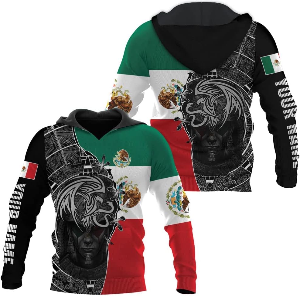 Mostprints Personalized Name Mexican Hoodie 3D, Mexican Hoodies for Men, Unisex Mexico Hoodie, Mexico Hoodies for Men