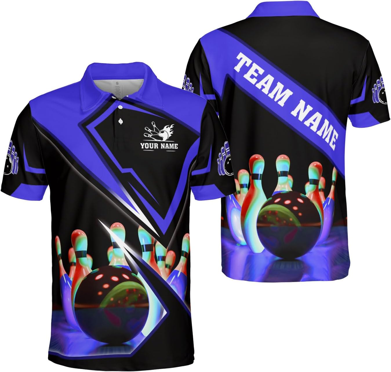 Ligthuy Personalized Name Bowling Polo Shirts 3D for Men and Women, Bowling Shirt, Bowling Shirts for Men Team Bowling Shirt