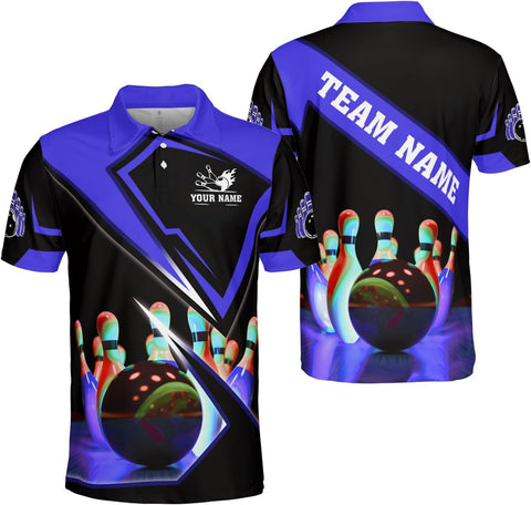 Ligthuy Personalized Name Bowling Polo Shirts 3D for Men and Women, Bowling Shirt, Bowling Shirts for Men Team Bowling Shirt