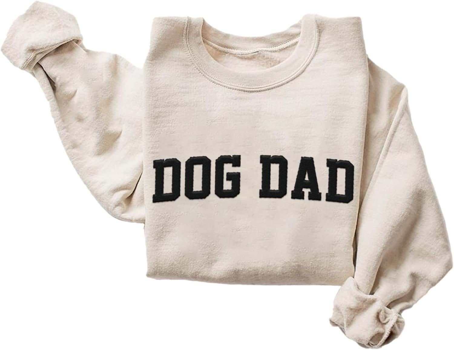 Personalized Embroidered Dog Dad Crewneck Sweatshirt, Custom Dog Dad Sweatshirt, Proud Dog Dad Shirts Gift for Men (Cotton + Polyester, SS1)