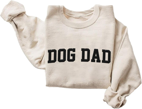 Personalized Embroidered Dog Dad Crewneck Sweatshirt, Custom Dog Dad Sweatshirt, Proud Dog Dad Shirts Gift for Men (Cotton + Polyester, SS1)