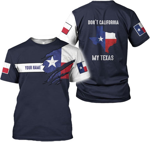HomeDesign Personalized Name Texas Flag and Map Dont Mess with Texas Shirts 3D Unisex Shirt for Men Women Adult Size S-5XL