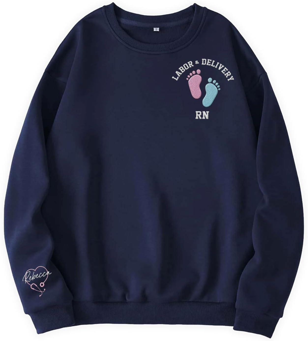 Suseaz Personalized Labor and Delivery Nurse Embroidered Sweatshirt, LD Sweatshirt Hoodie, L&D Sweater for Women