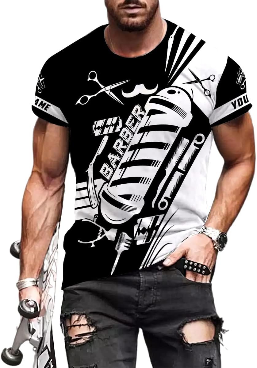 Personalized Name Barber 3D All Over Printed Shirts for Men & Women, Hair Stylist Shirt Gift for Barbershop