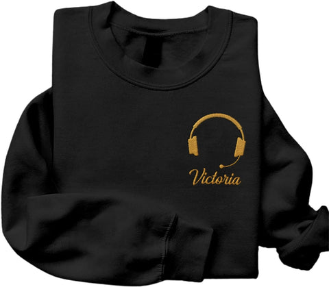 Leeprints Personalized Embroidered Dispatcher 911 Sweatshirt, Pulse Dispatch Embroider Hoodie, Thin Gold Line 911