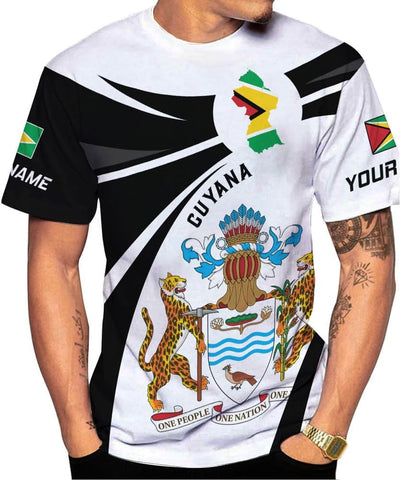 MoonArt Personalized Guyana Shirts - Guyanese Coat of Arms Flag 3D
