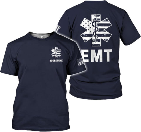 Mostefy Personalized EMT Shirt, EMS Shirt, Customized EMS Shirts,EMT Paramedic Uniform Emergency Medical Technician Shirts