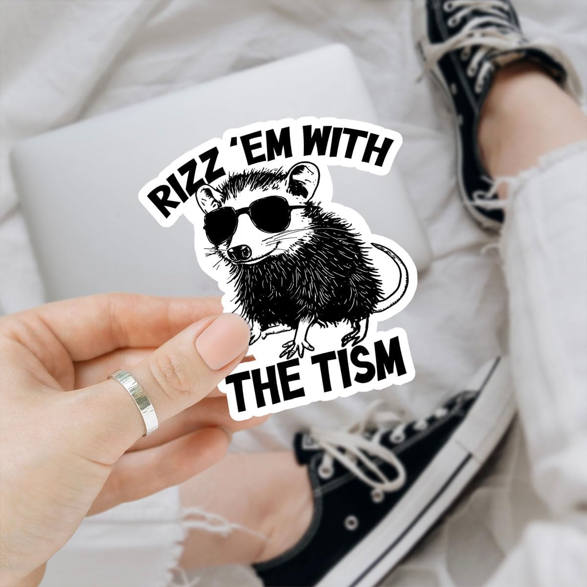 3 Pcs Rizz Em with The Tism Sticker, Meme Stickers for Adults, Dark Humor Gen X Stickers, Sleep Token Sticker - Funny Vinyl Stickers for Water Bottles Laptop Phone Car Window Helmet 3 Inches