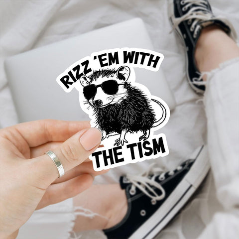 3 Pcs Rizz Em with The Tism Sticker, Meme Stickers for Adults, Dark Humor Gen X Stickers, Sleep Token Sticker - Funny Vinyl Stickers for Water Bottles Laptop Phone Car Window Helmet 3 Inches