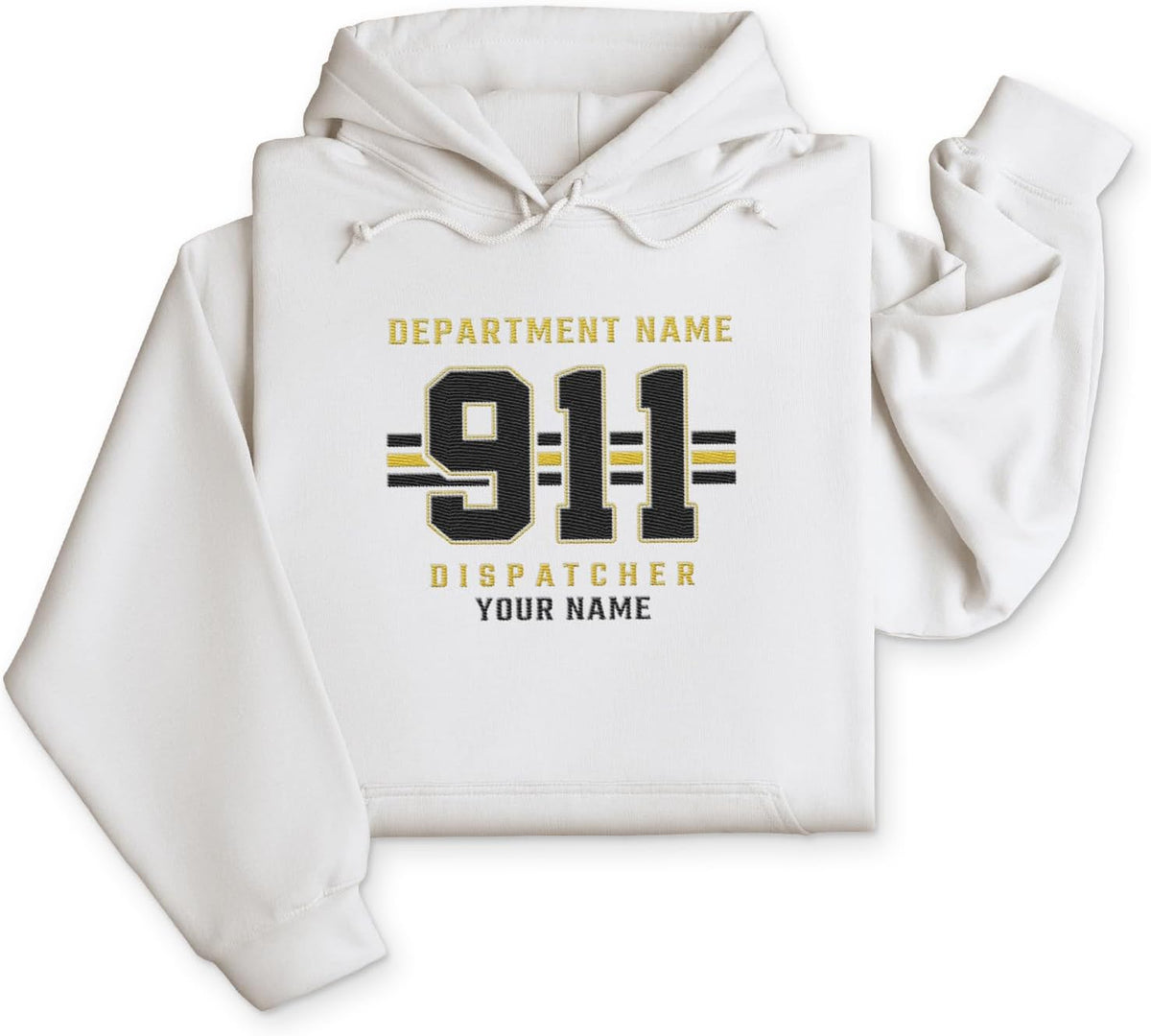 Personalized 911 Dispatcher Apparel, Thin Gold Line Embroidered Sweatshirt, Emergency 911 Hoodie Gift Dispatch Nurse Shirt