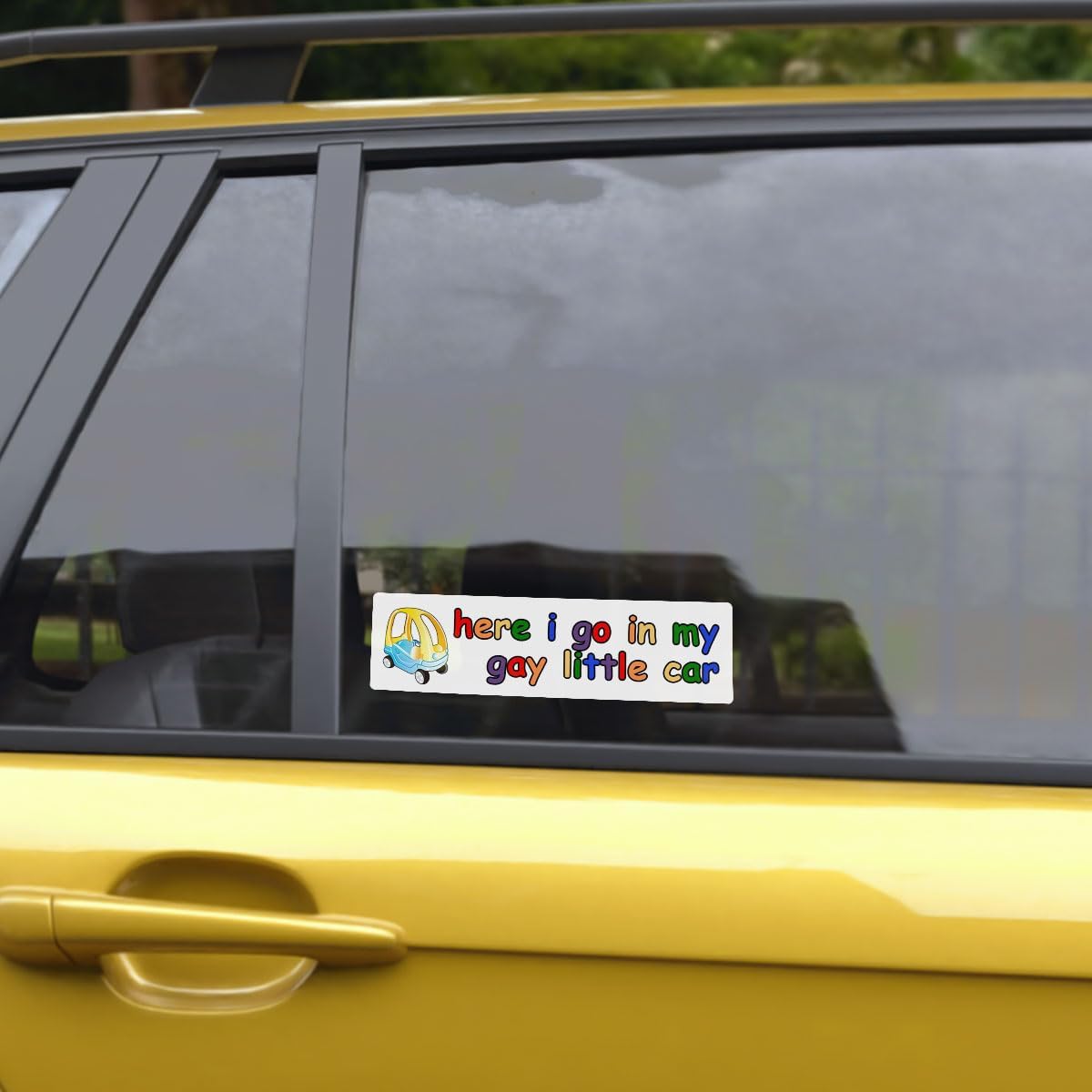 3 Pcs Here I Go in My Gay Little Car Sticker – Funny LGBTQ+ Meme Bumper Sticker Vinyl Waterproof Decal for Laptop, Water Bottle, Phone, Car, Helmet, Notebook, Window – 5 Inch Cute Queer Humor Pack