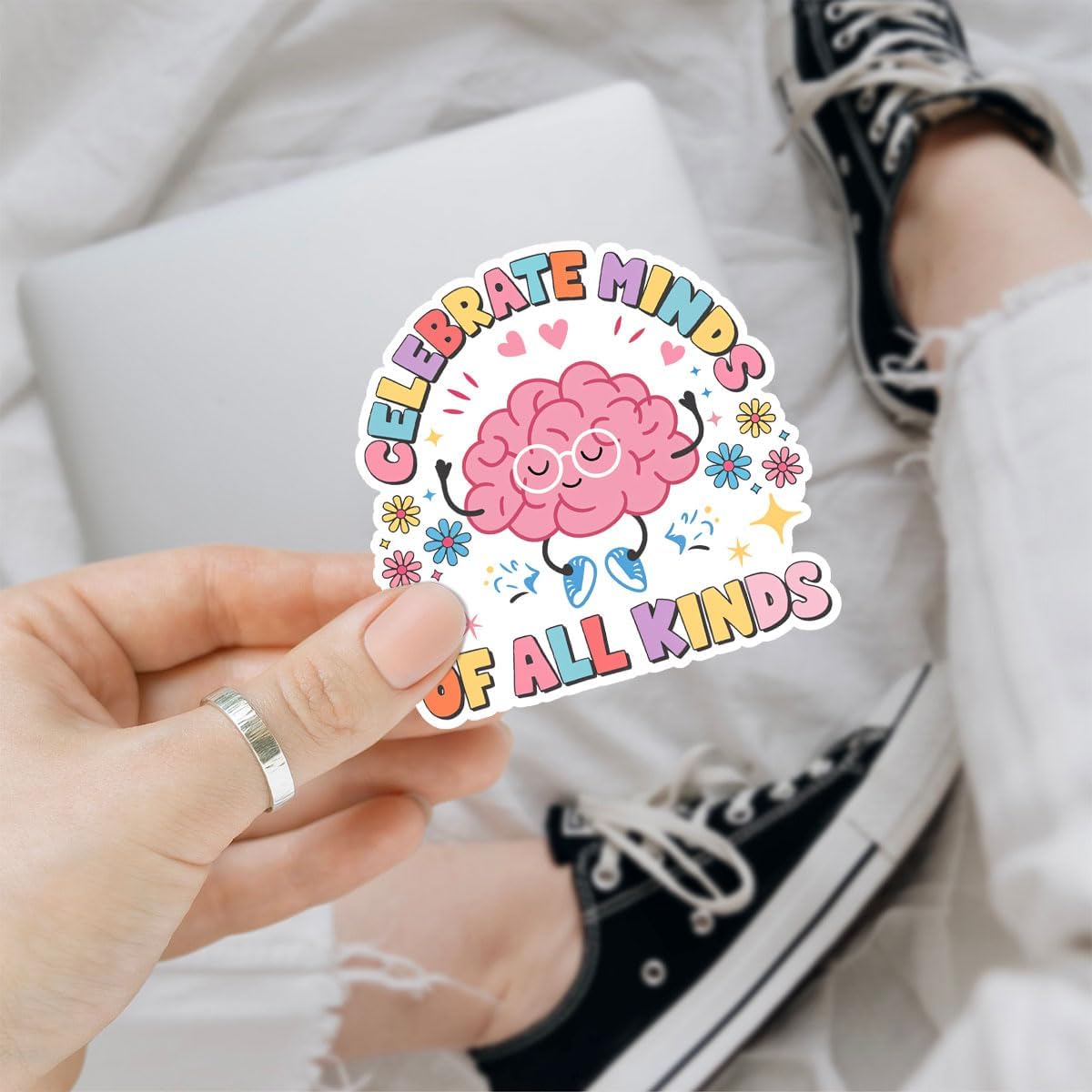 3Pcs Celebrate Minds of All Kinds Sticker Inclusion Neurodiversity Gifts Celebrate Mind Disability Awareness Stickers Embrace ADHD Autism Acceptance Decal for Laptop Bottle Phone Car Hard Hat 3"