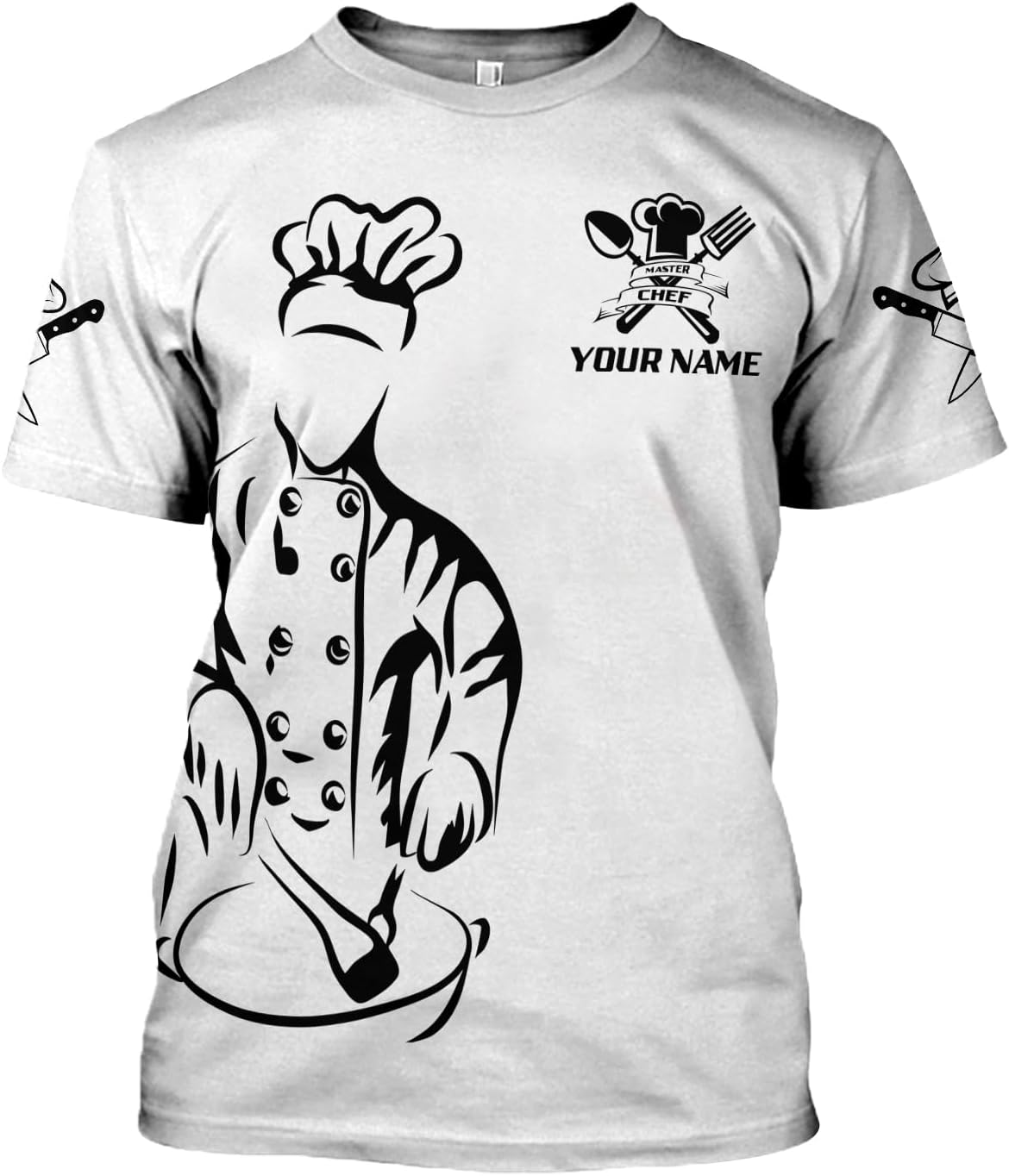 Custom Chef Shirt Chef Shirts for Men Gifts for Master Chef Lovers Custom Chef T Shirts for Men Funny 3D Chef Shirts for Men
