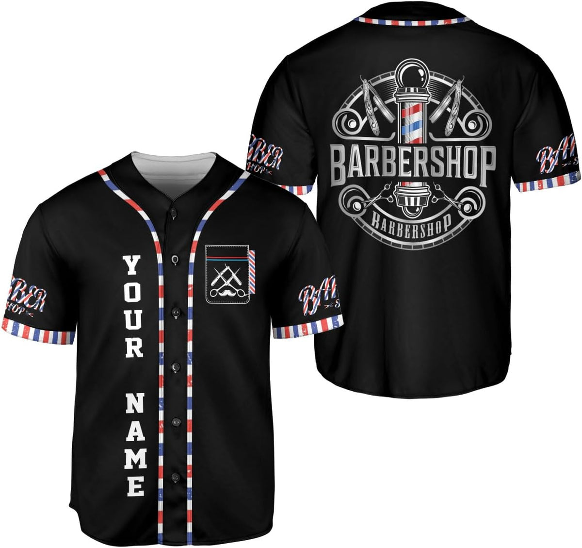 Mostprints Personalized Baber Baseball Jersey, Hairdresser Baseball Jersey Barber Shop, Barber Shirts for Men and Women New 2024