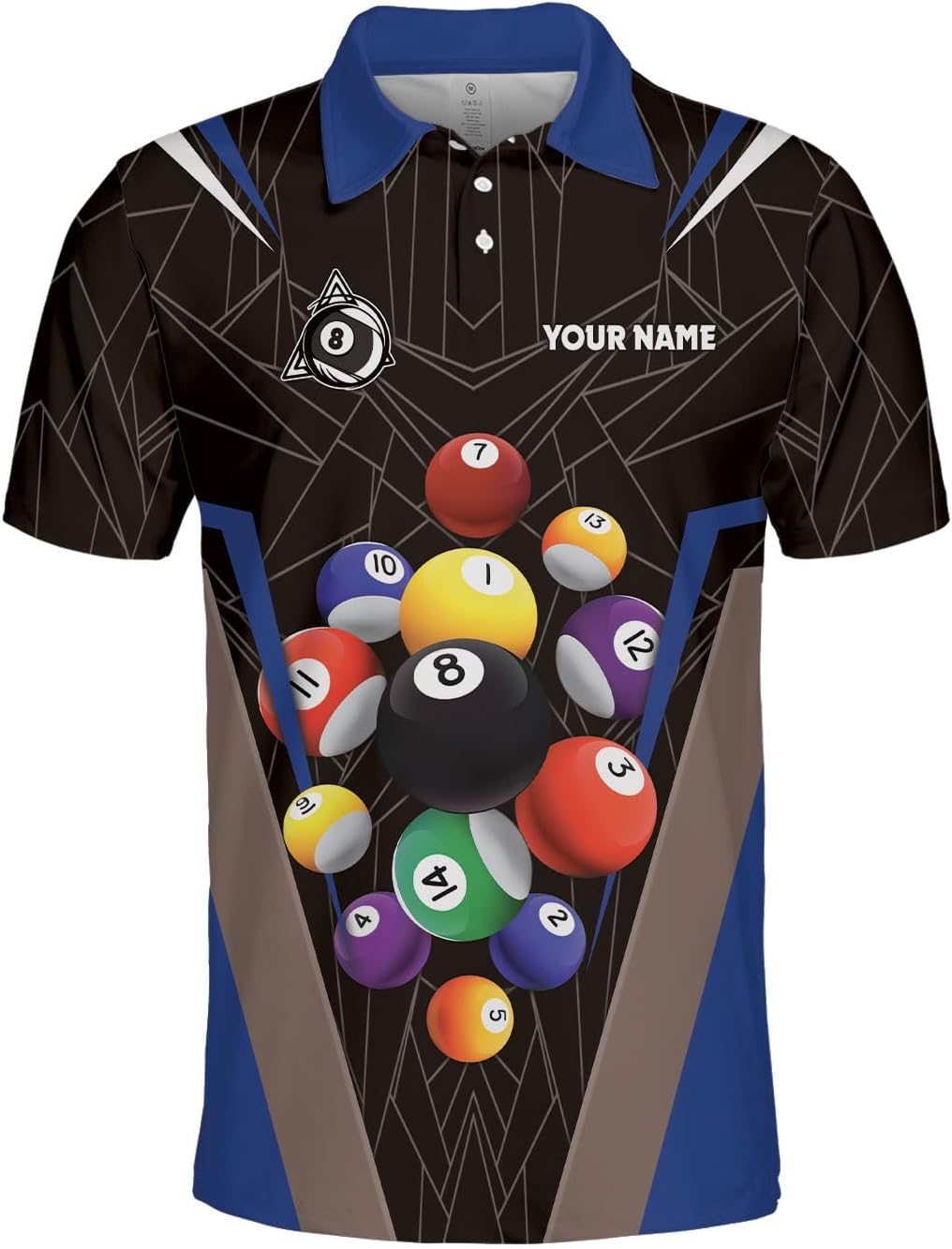 AOVL Personalized Name Billiard Polo Shirt Billiard Shirts Custom Billiard Flag Polo Shirt Men's Pool Billiard Gifts for Dad