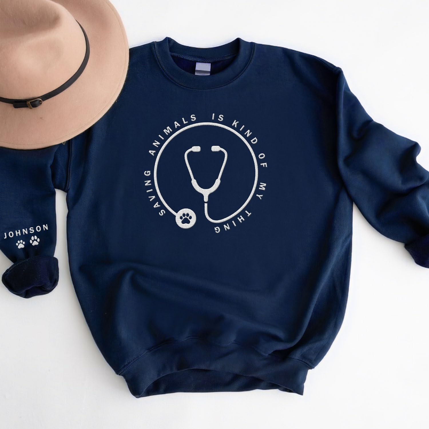 Leeprints Personalized Embroiderd Veterinary Medicine Sweatshirt - Vet Tech Sweater, Veterinarian Gift, Vet Med Staff Gifts
