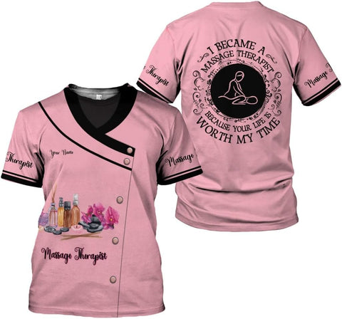 Personalized Massage Therapist Women's T-Shirt - Spa Uniform, Gift