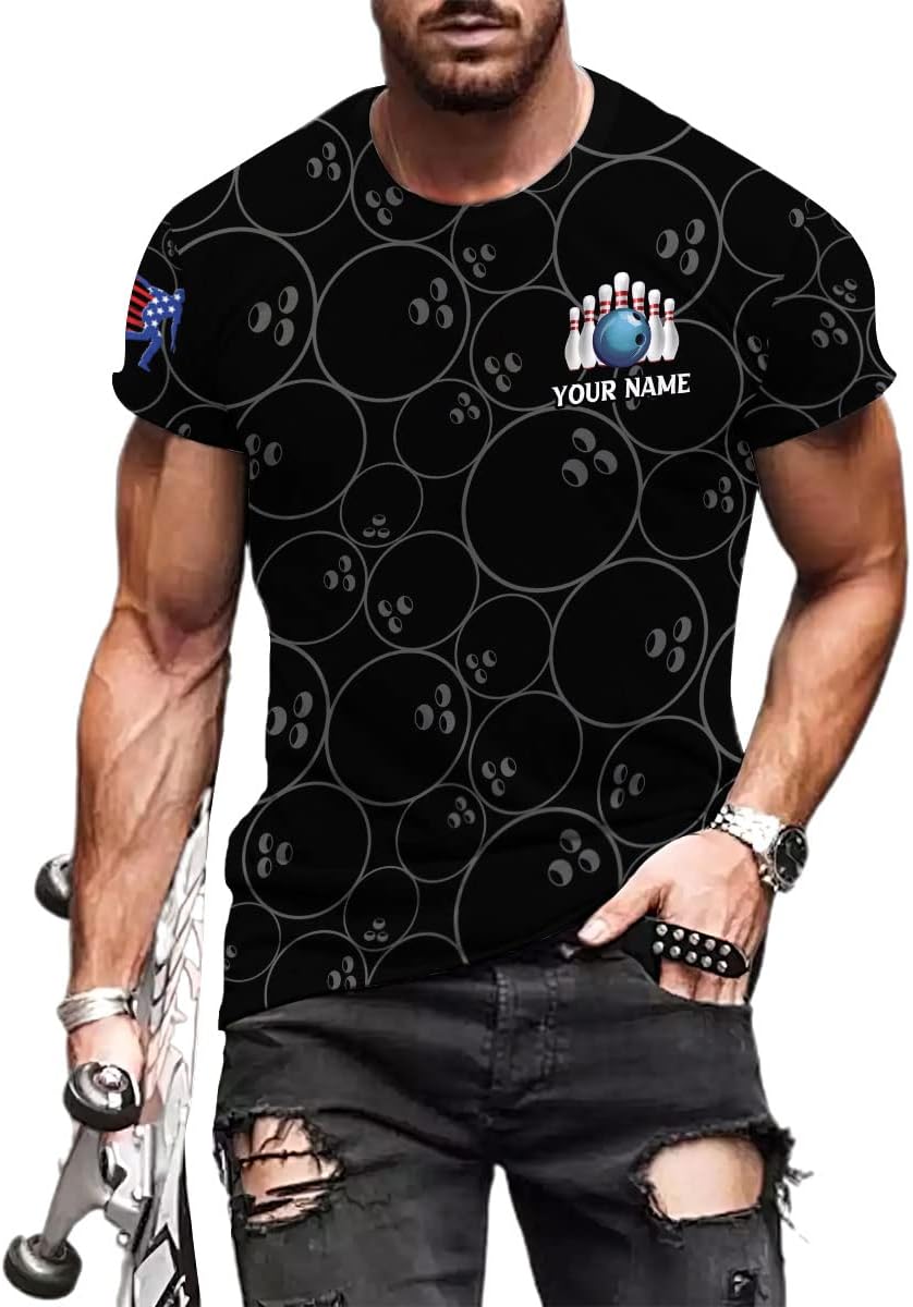 Pretyprints Personalized Bowling Shirt - Custom Bowling Gift for Women & Men