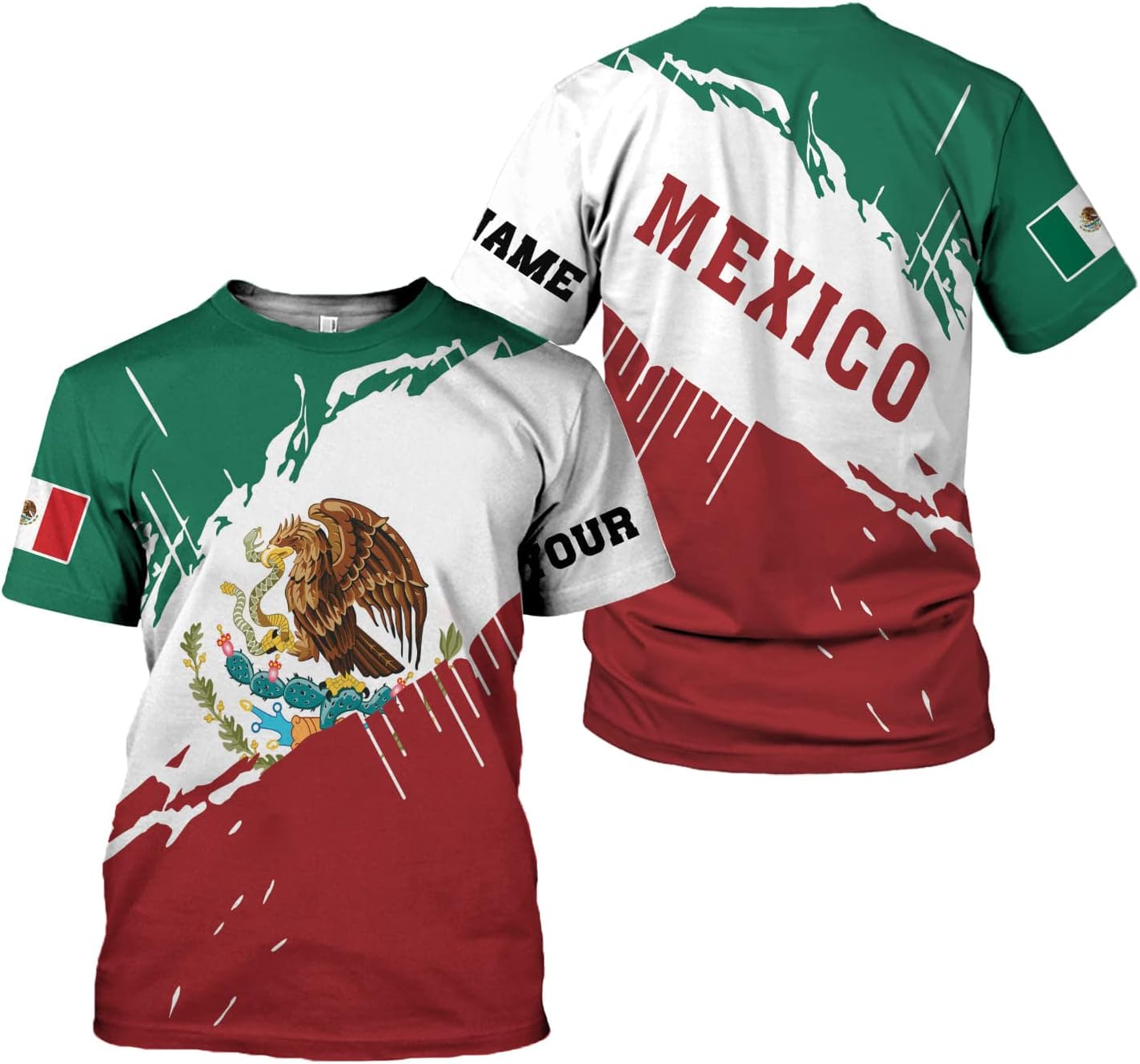 Paniprints Personalized Name Mexican Shirts for Men, Customized Mexico Shirts for Men, Mexico Shirts for Women Mexico Flag