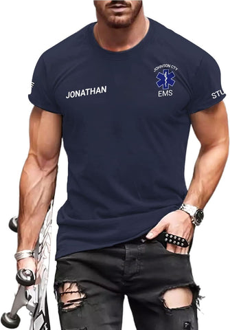 Vybonz Personalized EMS EMT Student Paramedic T-Shirt 3D Emergency Medical Technician Shirt, Custom Name Dept Tshirt Gift