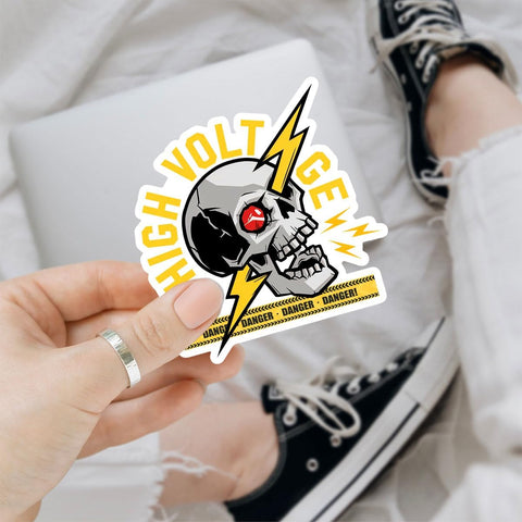 3 Pcs High Voltage Skull Sticker, Lineman Stickers, Skull Stickers, Skeleton Stickers Lineman for Toolbox Instruction Electrical Helmet Welder Water Bottle Tumbler Phone Case Gifts for Adults 3"x3"