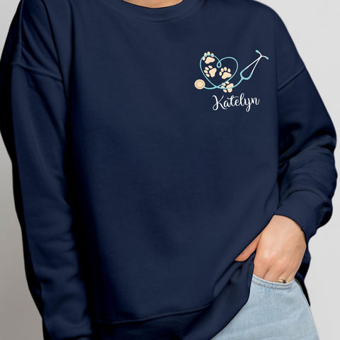 Personalized Veterinarian Embroidered Sweatshirt, Custom Vet Tech Shirt, Veterinary Technician Week Gifts, Veterinary Gifts