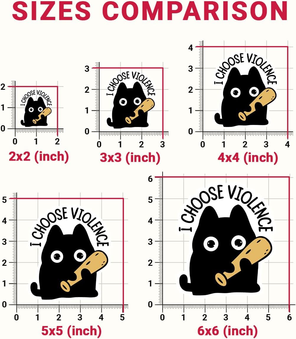 3 Pcs I Choose Violence Sticker, Cute Black Cat Sticker, Funny Bumper Sarcastic Water Assistant Funny Quotes Stickers - Vinyl Stickers for Water Bottles Laptop Phone Car Window Helmet 3 Inches