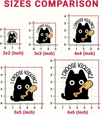 3 Pcs I Choose Violence Sticker, Cute Black Cat Sticker, Funny Bumper Sarcastic Water Assistant Funny Quotes Stickers - Vinyl Stickers for Water Bottles Laptop Phone Car Window Helmet 3 Inches