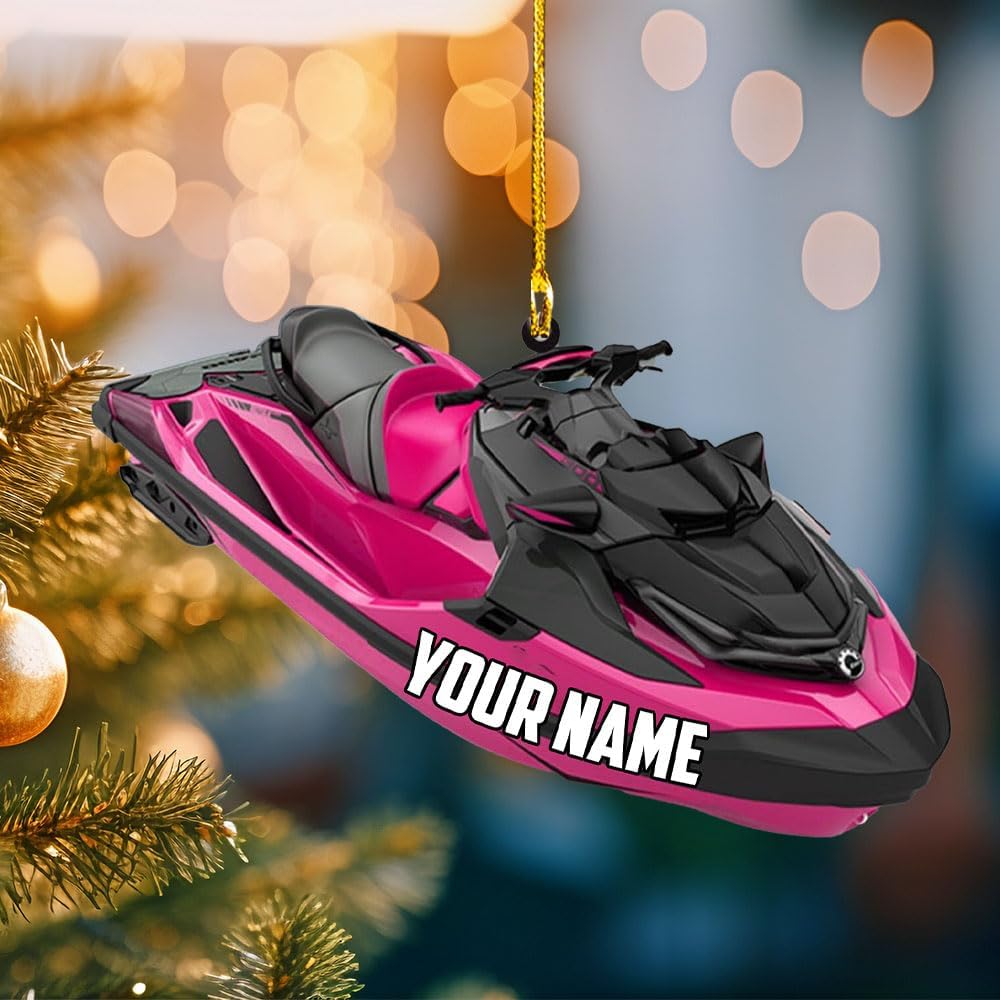 Podagree Personalized Pontoon Boat Ornament, Pontoon Christmas Ornament, Pontoon Boat Christmas Car Ornament, Pontoon Boat, Custom Pontoon String Light Ornament (WB9)