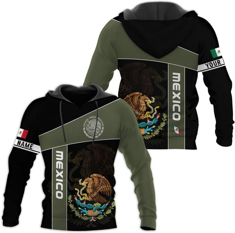 Mostprints Personalized Name Mexican Hoodie 3D, Customized Mexican Hoodies for Men, Unisex Mexico Hoodie,Mexico Hoodies for Men