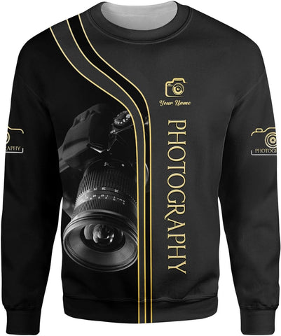 Lighthuy Personalized Name Photography Shirt 3D, Custom Photographer Shirts, Camera Tshirt Men & Women Photographer Gifts