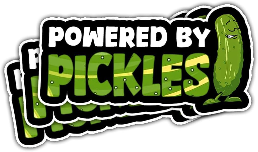 3 Pcs Powered by Pickles Sticker Gift Dill with It Sticker Funny Pickles Powered by Pickle Stickers Pickle Lover Sticker I Love Pickles Sticker for Laptop Bottle Phone Car Helmet Sticker 3"