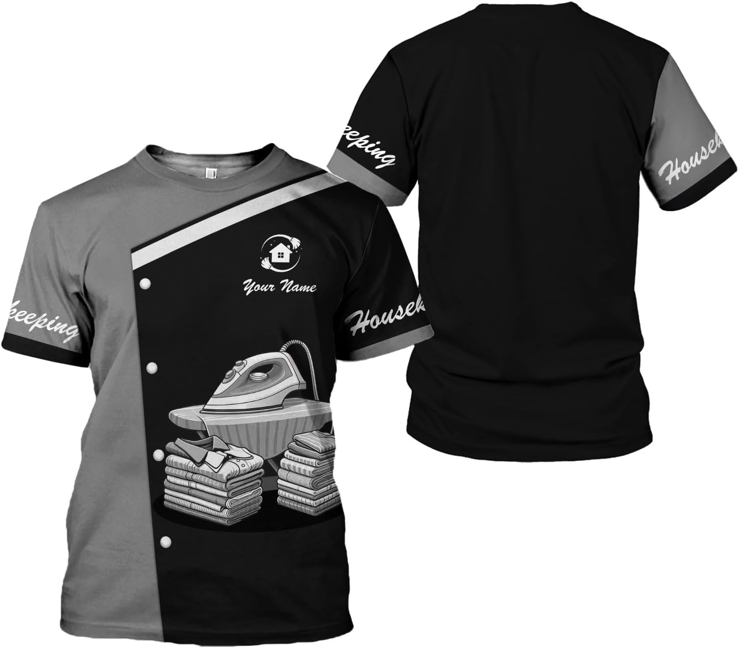 Personalized Housekeeping Shirts, Custom Cleaning Uniforms for Women 3D Cleaning Service Gifts Housekeeper Shirt Clean Lady