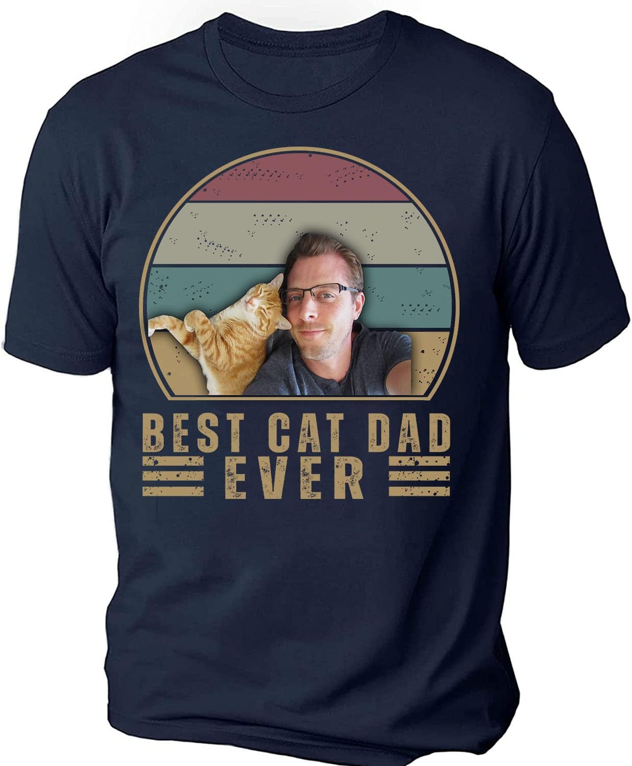 Personalized Best Cat Dad Ever Shirt, Cat Daddy Fathers Day Custom Photo Funny Custom Cat Dad Shirt with Pet Names (Cotton, TS41)