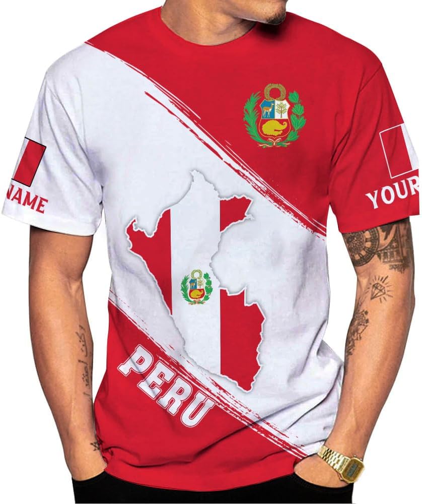 MoonArt Personalized Peru Shirts for Men, Perú Mens Shirt, Peru Flag Shirt, Peruvian T Shirt, Peru Jersey, Peruvian Shirts