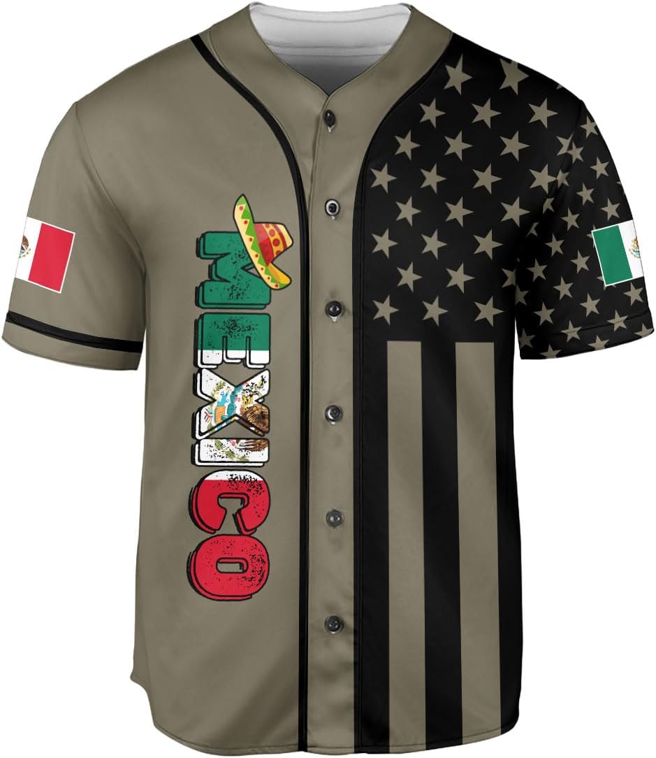 RoyalBro Personalized Mexico Baseball Jersey, Mexican Jersey for Men & Women, Mexican Flag Jersey, Mexico Shirt Camisas