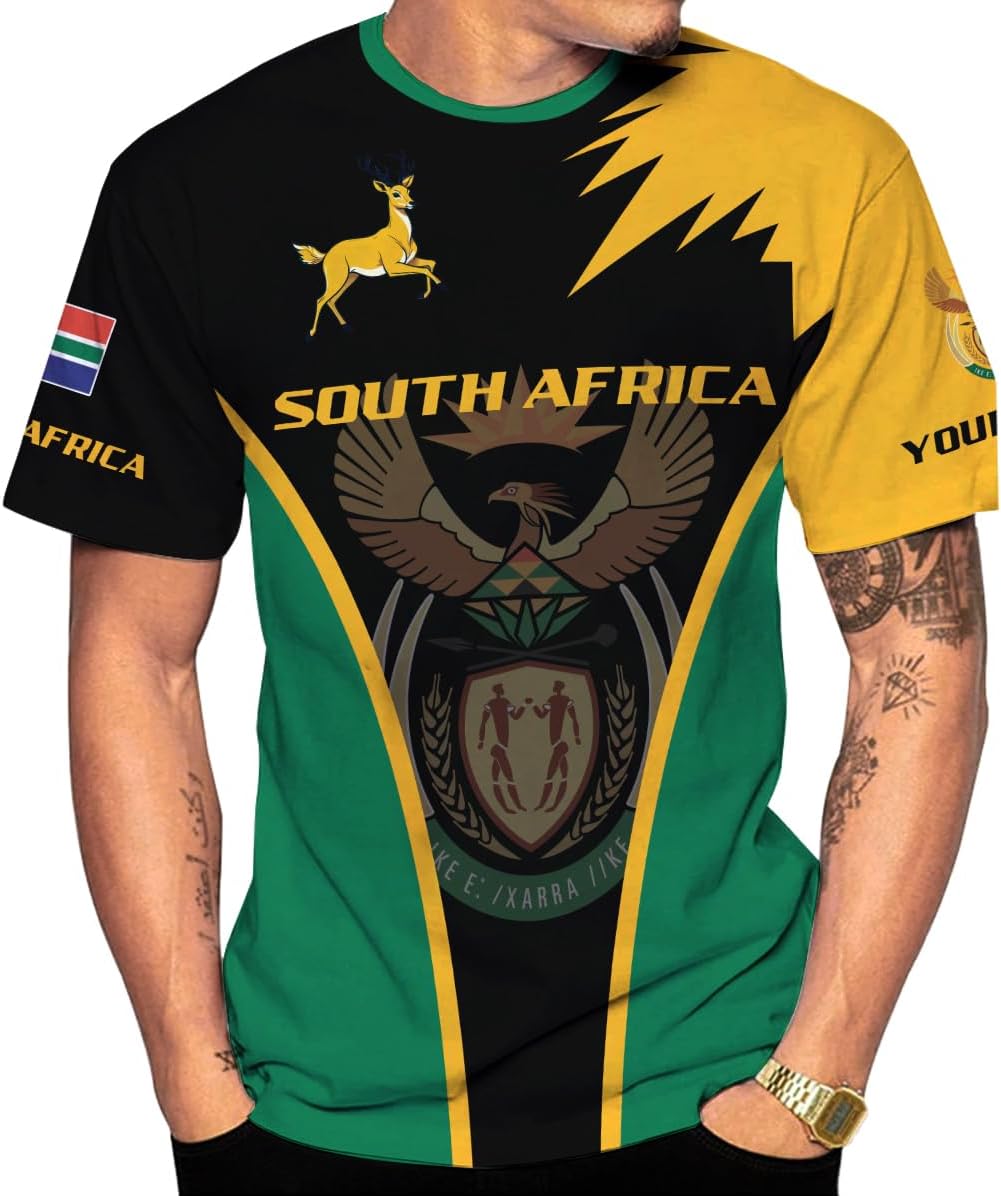 MoonArt Personalized South Africa 3D Shirt, African Pride T-Shirt, South Africa African Flag National Tshirt South African