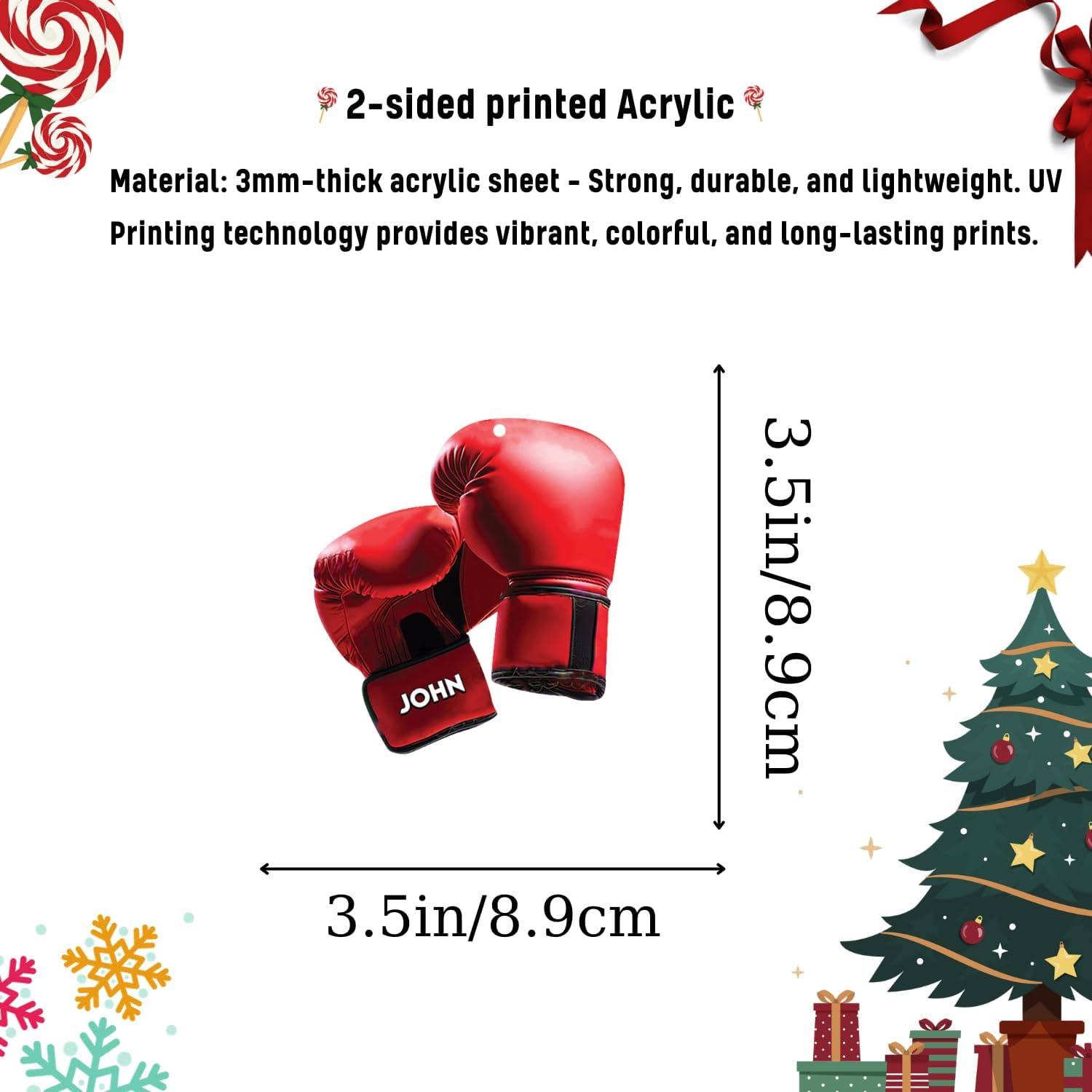 Tinoshop Personalized Boxing Ornament, Boxing Gloves Christmas Light Ornament, Custom Boxing Ornament, Kick Boxing Ornament, Gift for Boxing Lovers, Boxer Ornament Gift for Boxing Lovers (ON171)