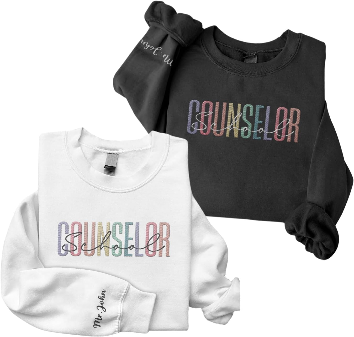 Custom Counselor Embroidered Sweatshirt Retro First Day of School Gift Her Historical Black Casual Long Sleeve Pullover Women