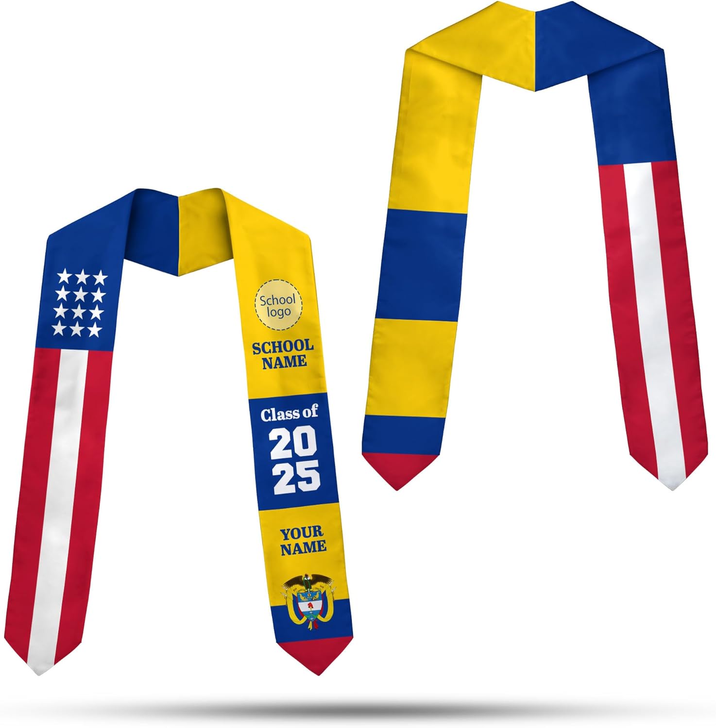Pretyprints Colombians Graduation Sash, Custom Colombians American Flag Graduation Sash 2025, Colombia Graduation Stole