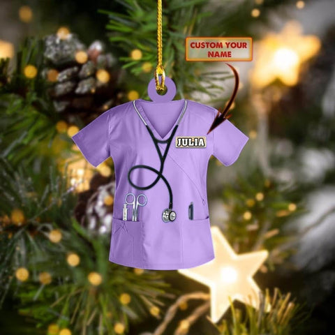 Artparel Personalized Nurse Ornament, Nurse Scrubs Ornament, Nurse Life Ornament, Nurse Gift for Nurse, Nurse Ornament (Nurse 17)